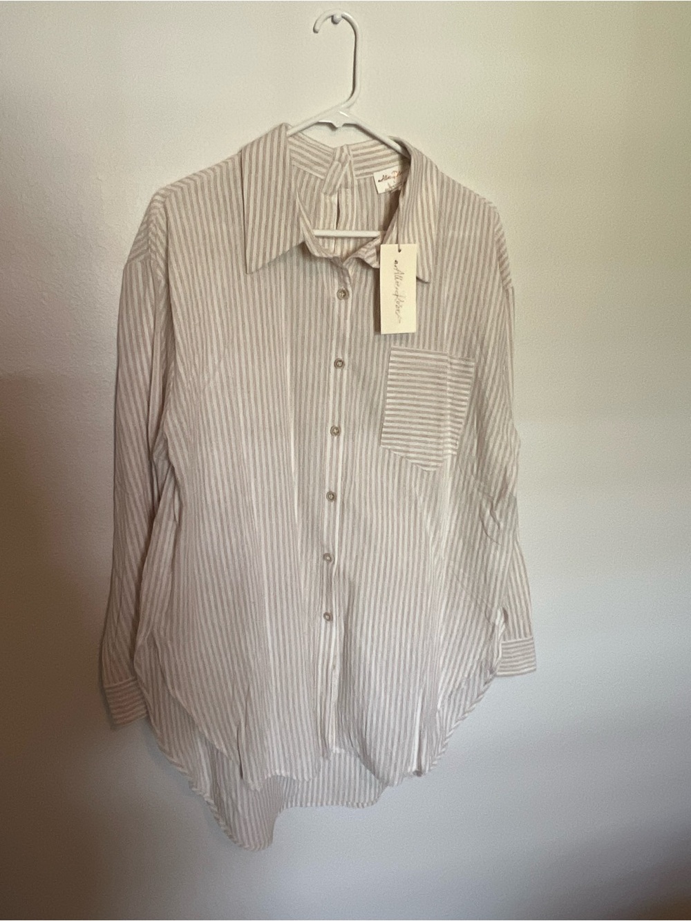 NWT White and Beige Button Up